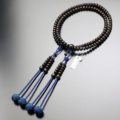 【新品】真言宗 数珠 男性用 尺二 縞黒檀（艶消し） 梵天房（鉄色）【本式数珠 京念珠 京都 108玉 尺2 二連 振分 木製 葬儀 葬式 法事 法要 高野山 マイ数珠 2000300101009】【数珠袋プレゼント！】 72fb26fd