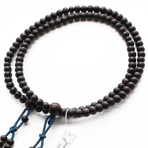 【新品】真言宗 数珠 男性用 尺二 縞黒檀（艶消し） 梵天房（鉄色）【本式数珠 京念珠 京都 108玉 尺2 二連 振分 木製 葬儀 葬式 法事 法要 高野山 マイ数珠 2000300101009】【数珠袋プレゼント！】 72fb26fd