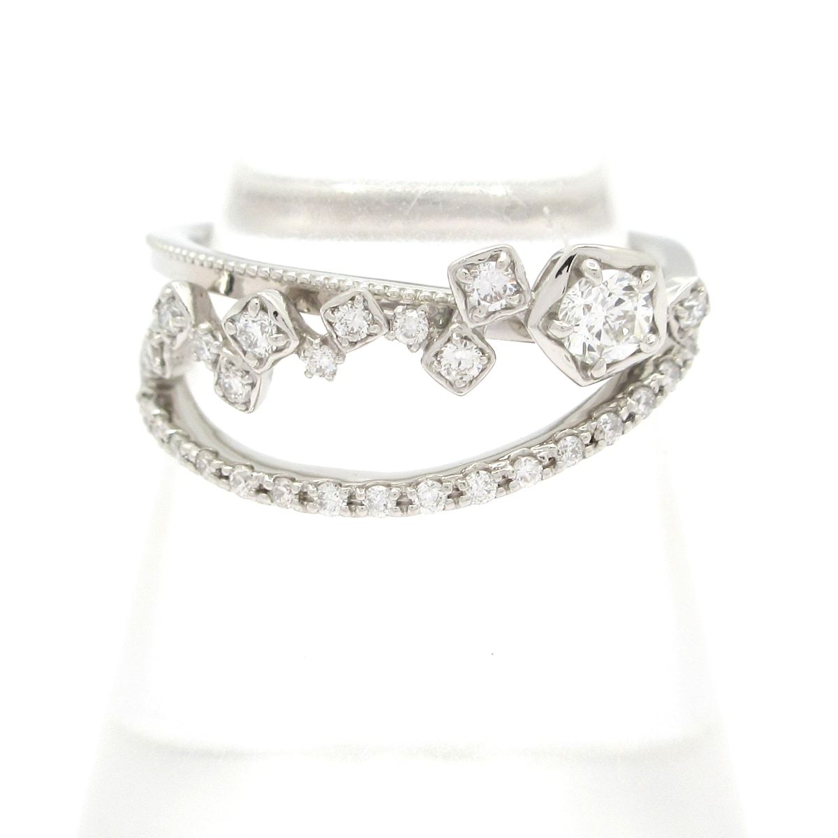 Wish upon a star(ウィッシュアポンアスター) リング美品 Pt950×ダイヤモンド 中石ダイヤ:0.118ct/パヴェダイヤ0.17ct