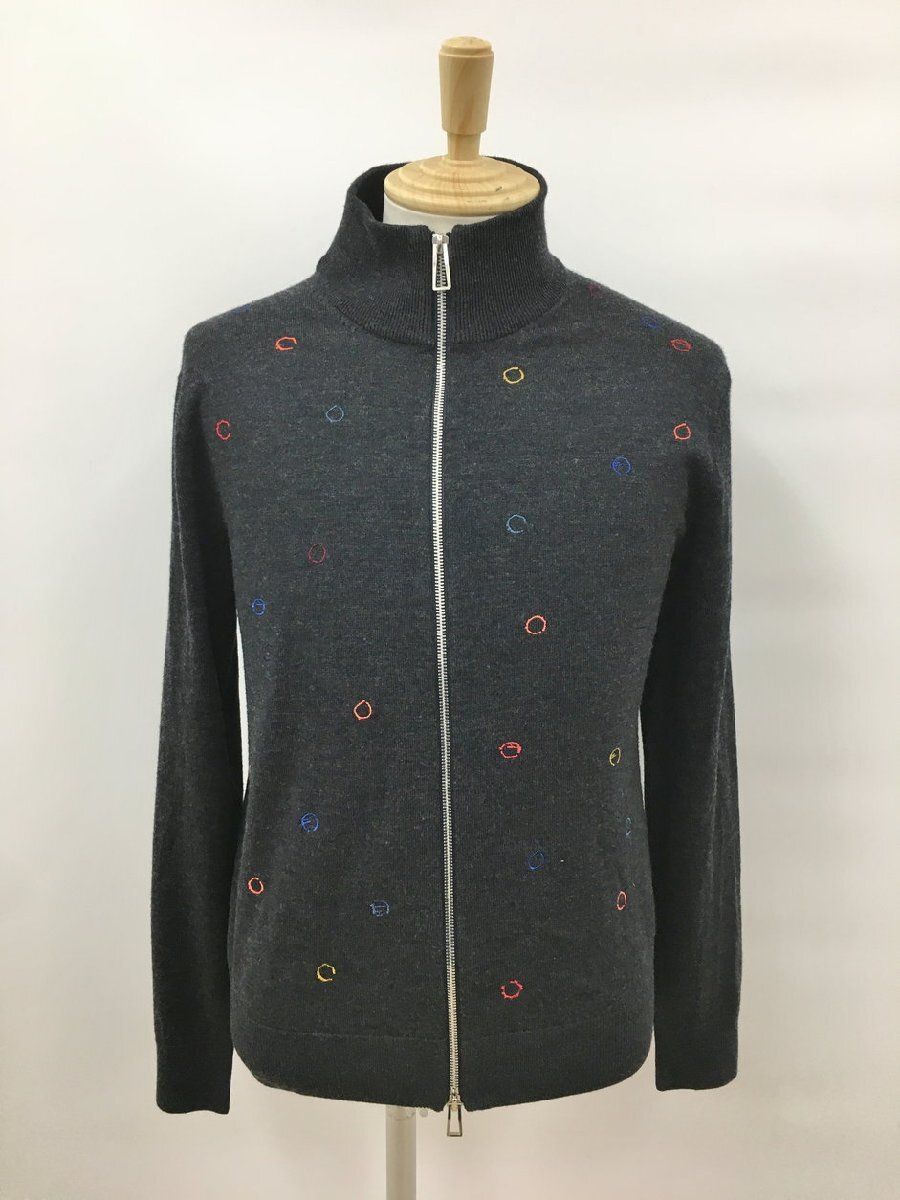 ポールスミス Paul Smith カーディガン M 毛 ダブルジップ 刺繍