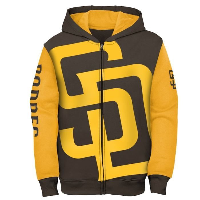 大人もOK★キッズサイズ MLB公式 正規品 キッズ用ジップアップパーカー トップス ダルビッシュ有 San Diego Padres Postcard Hoodie Jacket サンディエゴ・パドレス