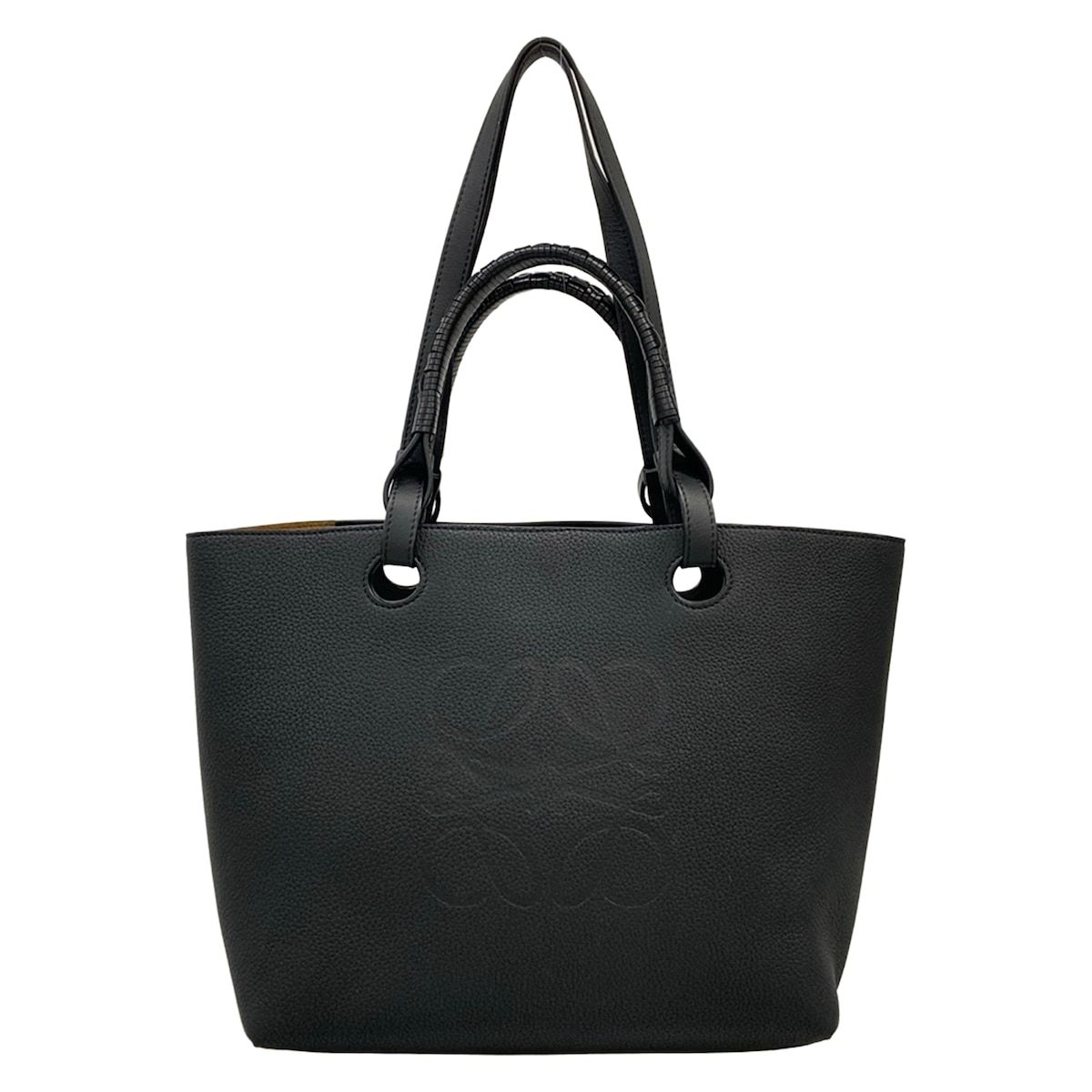 LOEWE(ロエベ) トートバッグ美品 アナグラム トートバッグ A717S72X03 黒 2way レザー