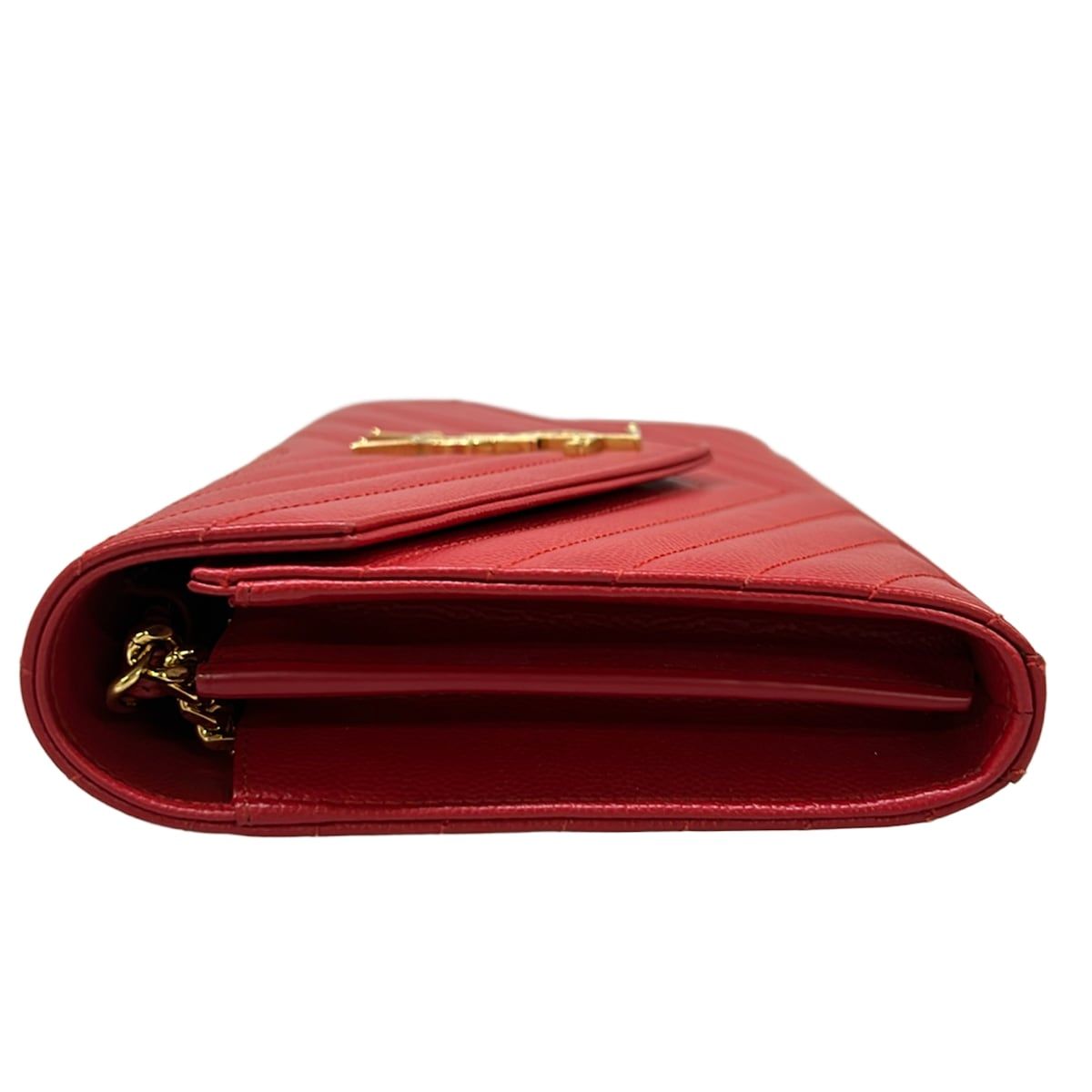 SAINT LAURENT PARIS(サンローランパリ) 財布美品 モノグラム サンローラン/カサンドラ 377828 レッド チェーンウォレット レザー