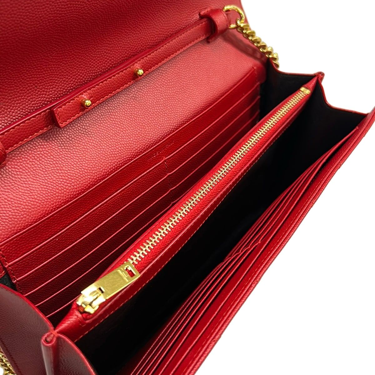 SAINT LAURENT PARIS(サンローランパリ) 財布美品 モノグラム サンローラン/カサンドラ 377828 レッド チェーンウォレット レザー