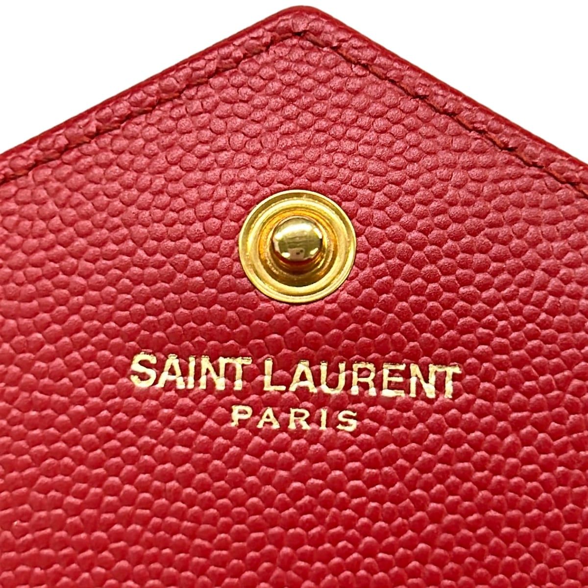 SAINT LAURENT PARIS(サンローランパリ) 財布美品 モノグラム サンローラン/カサンドラ 377828 レッド チェーンウォレット レザー
