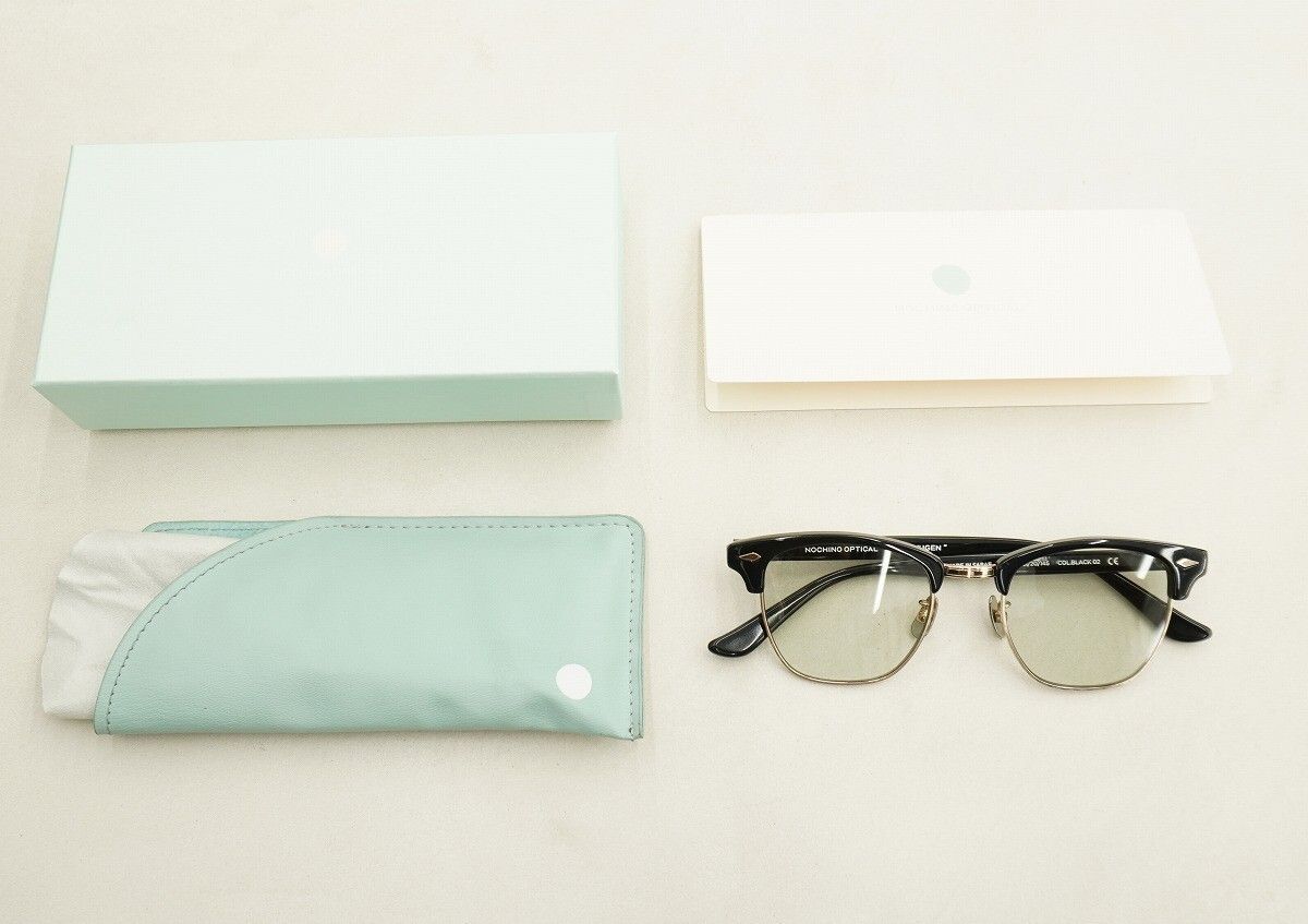 定番 NOCHINO OPTICAL ノチノ オプティカル YUGEN GLOSS BLACK & CHAMPAGNE GOLD ブロー メガネ 眼鏡 フレーム 51/20/145 調光レンズ 2811Q♪