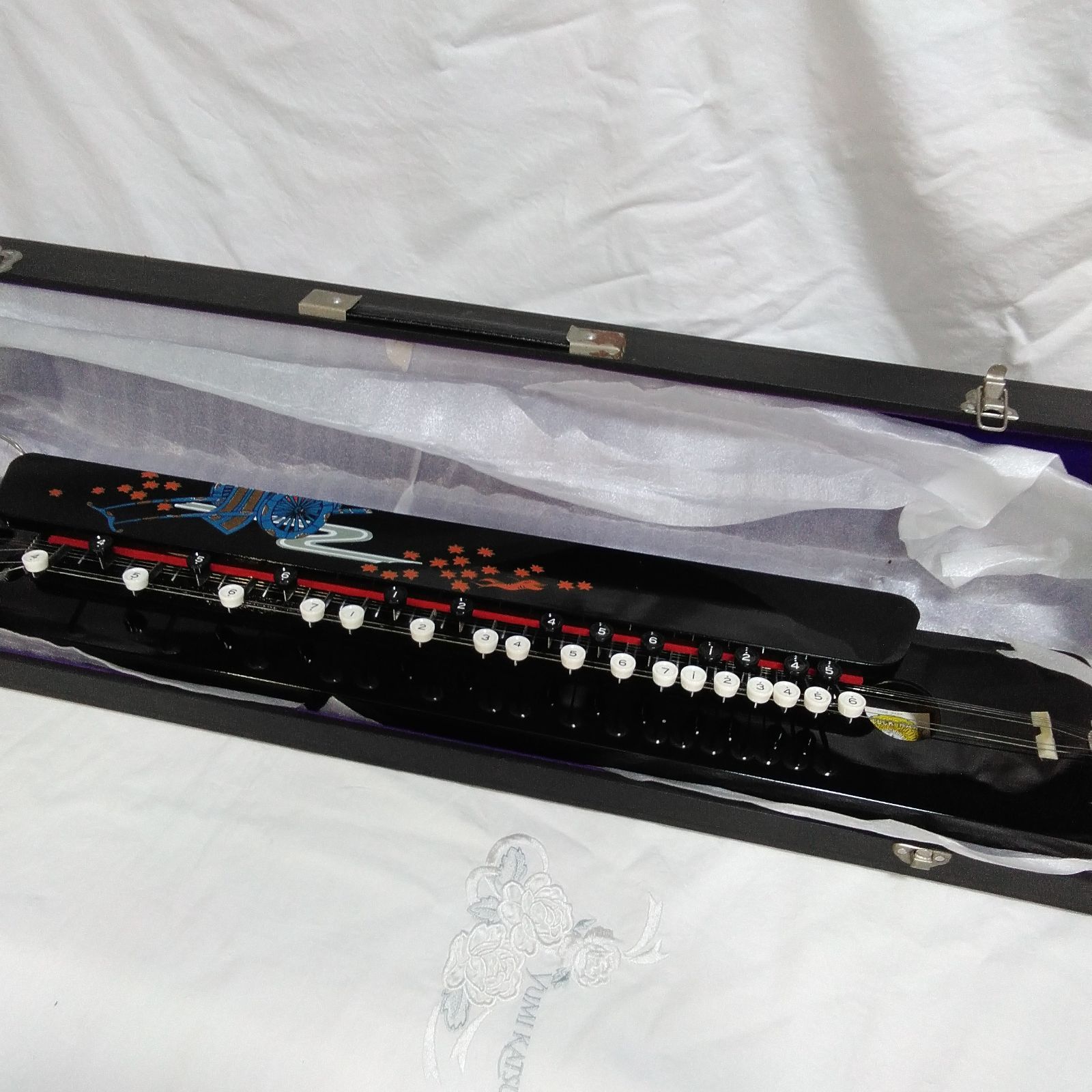 昭和レトロ 琴 ケース付き ピーコックハープ 人力車 花柄 大正琴 和楽器 大正琴 PEACOCK HARP 楽器 アコースティック ピーコックハープ 比較的