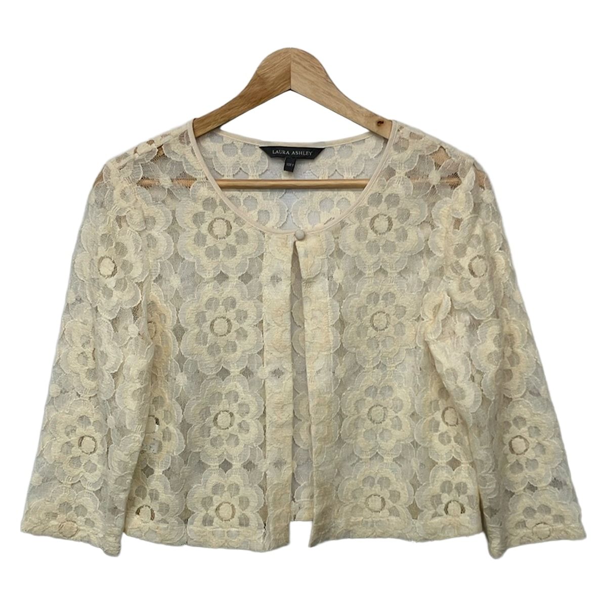 LAURAASHLEY(ローラアシュレイ) カーディガン サイズ7 S レディース - アイボリー レース/長袖