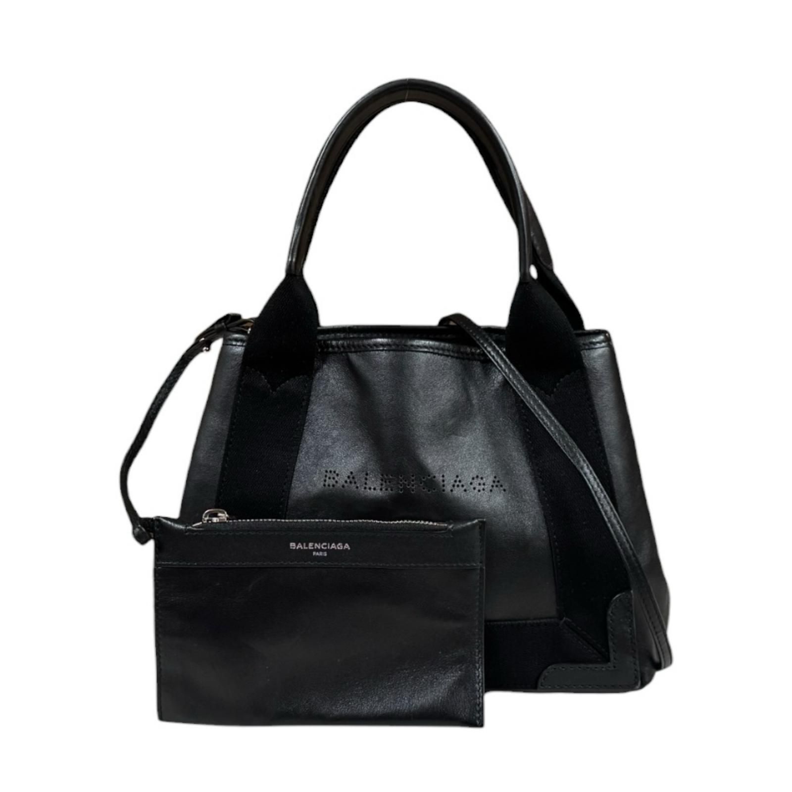 バレンシアガ ネイビーカバ XS ショルダーバッグ レザー 390346 ブラック レディース BALENCIAGA 中古 バレンシアガ