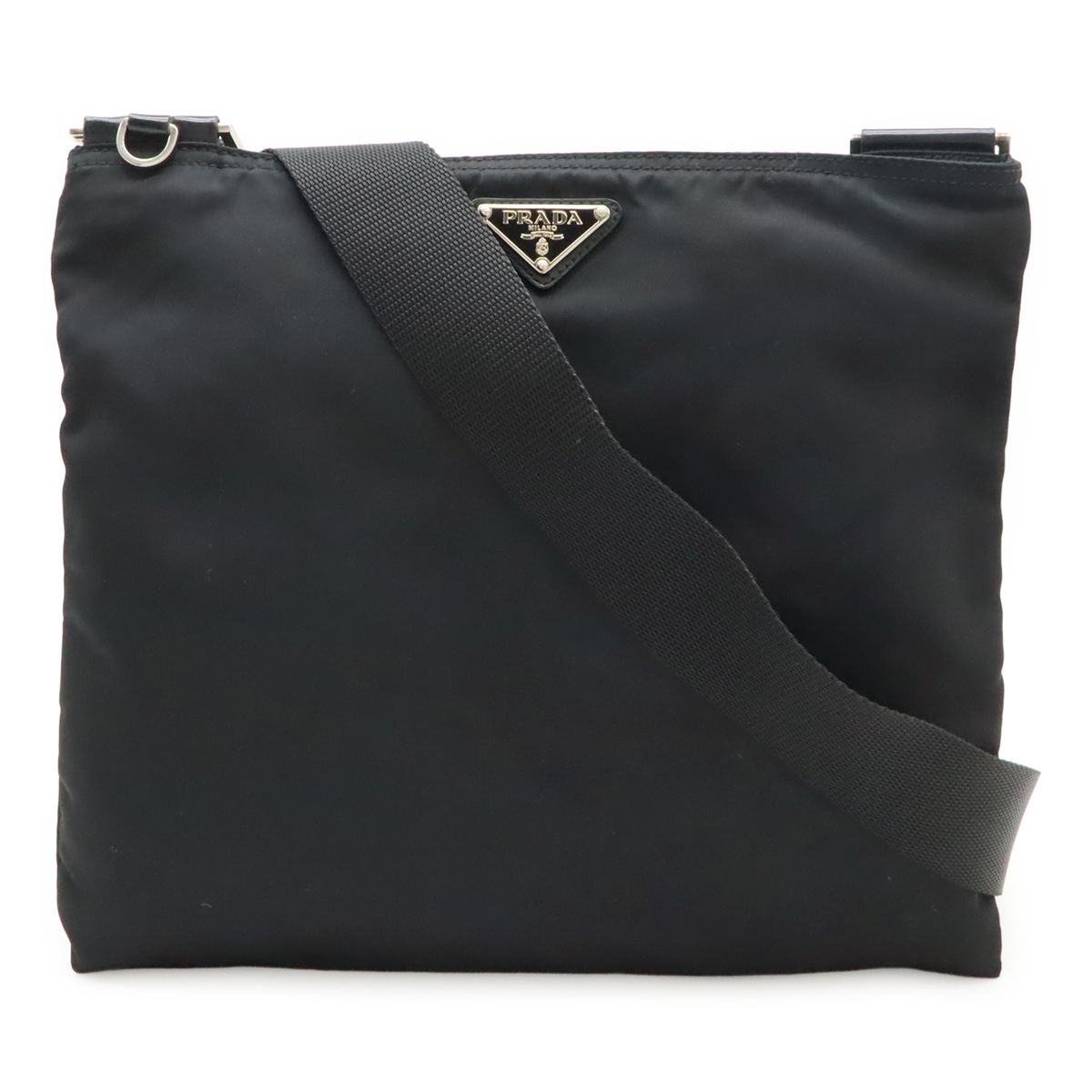 PRADA プラダ ショルダーバッグ 斜め掛け マチなし ナイロン レザー 