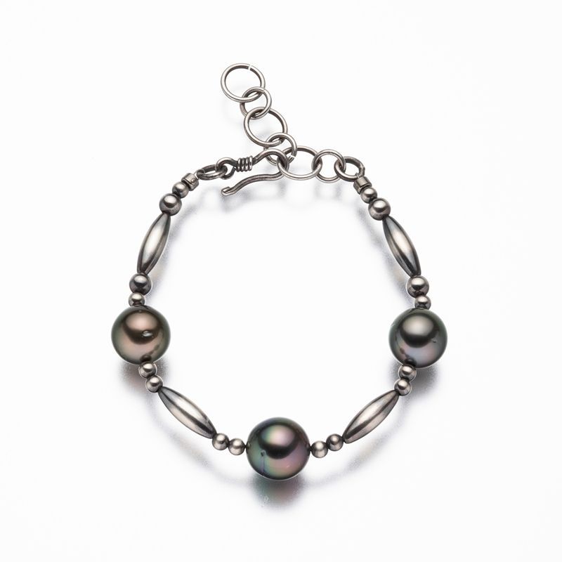 【オンラインショップ限定】nonbinary FLOW　黒蝶パールブレスレット 約10.0mm 全長約21cm 真珠 パール 冠婚葬祭 ギフト