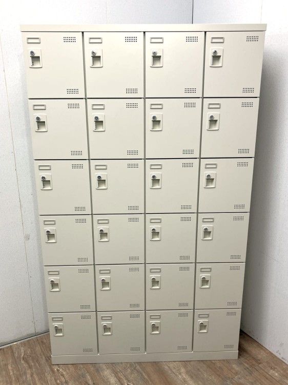 【中古品】生興 24人用シューズロッカー SLB-424 グレー