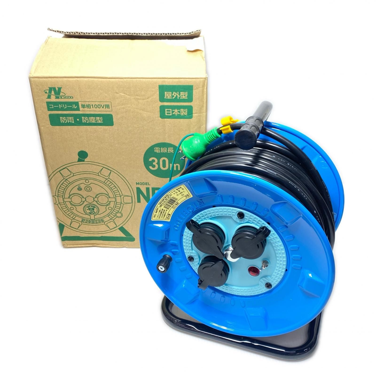 NICHIDO コードリール 開封品(S) 全長30m 有効長29m NPW-E33 ブルー