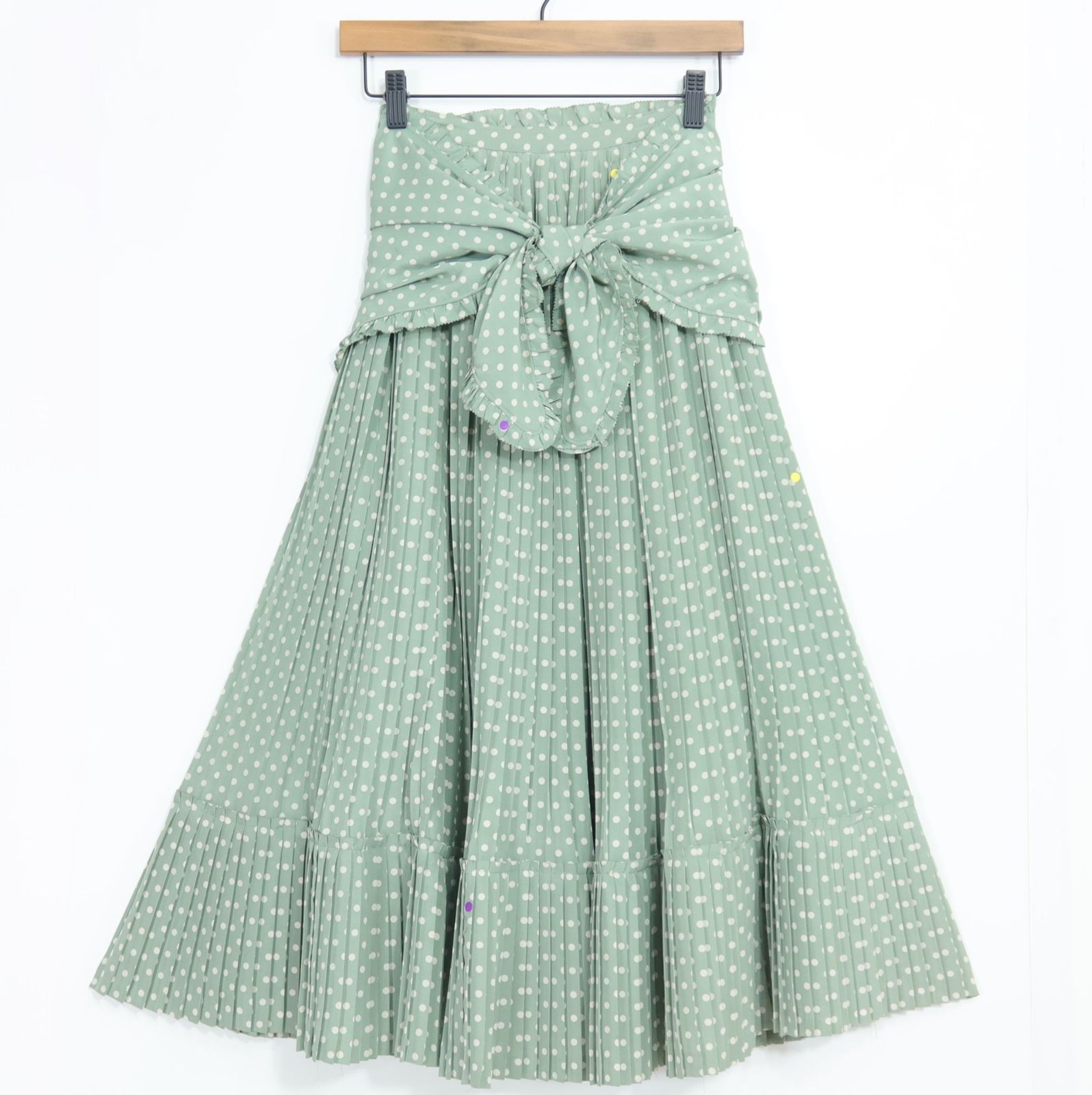 ピンクハウス★美シルエット♪上品なドット柄 ショール付き♪プリーツスカート ミントグリーン系 z20297 4,250円