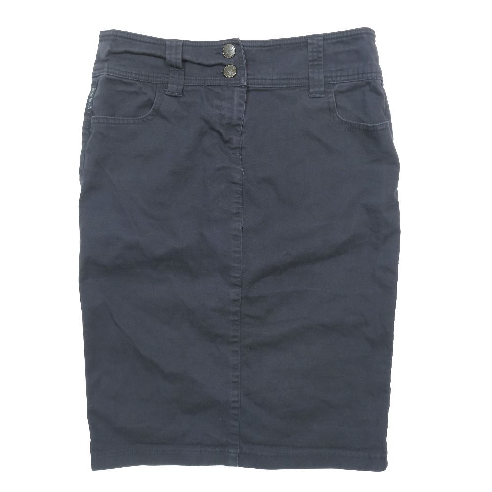 ARMANI JEANS アルマーニ ジーンズ 膝丈スカート タイトスカート ロゴプレート 40 ネイビー レディース 古着 中古 USED