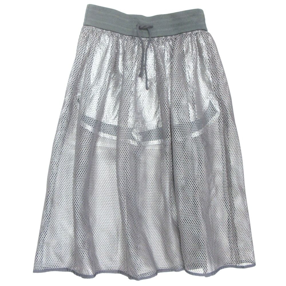 未使用 Christian Dior クリスチャンディオール ショート パンツ ドッキング メッシュ ロング スカート サイズF36 シルバー グレー レディース 古着 中古 USED