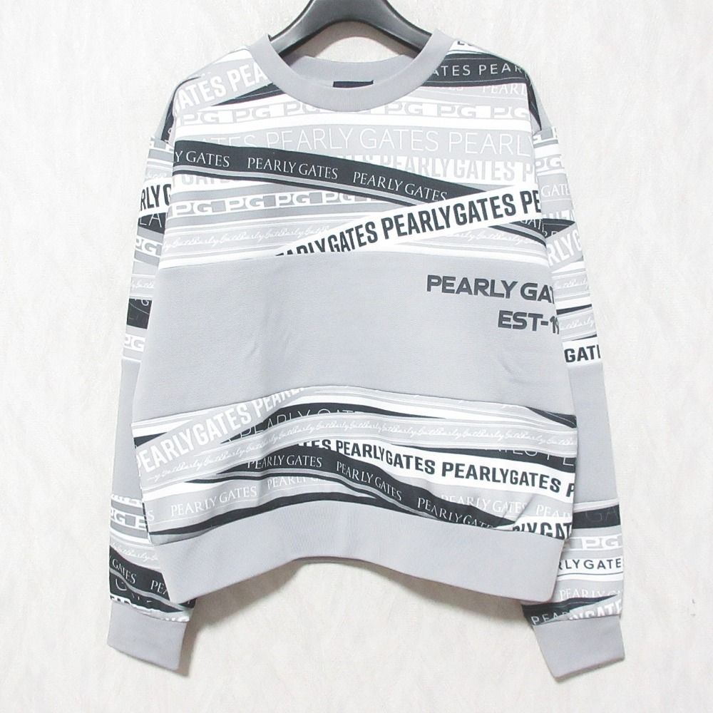 美品 24年商品 PEARLY GATES パーリーゲイツ ラベルロゴプリント カットソー 055-4262014 サイズ2 グレー レディース 古着 中古 USED