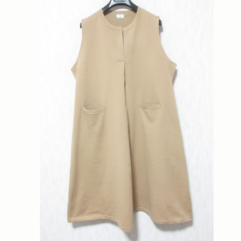未使用 23AW 組曲 スキッパーカラー ノースリーブニットワンピース KRWLSW6946 大きいサイズ 6 ベージュ レディース 古着 中古 USED