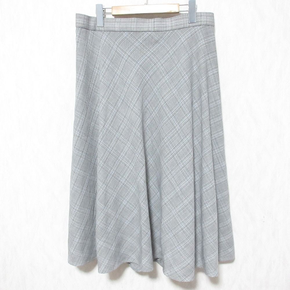 美品 23AW 23区 チェック フレアスカート SKWWSW0310 大きいサイズ サイズ50 グレー レディース 古着 中古 USED