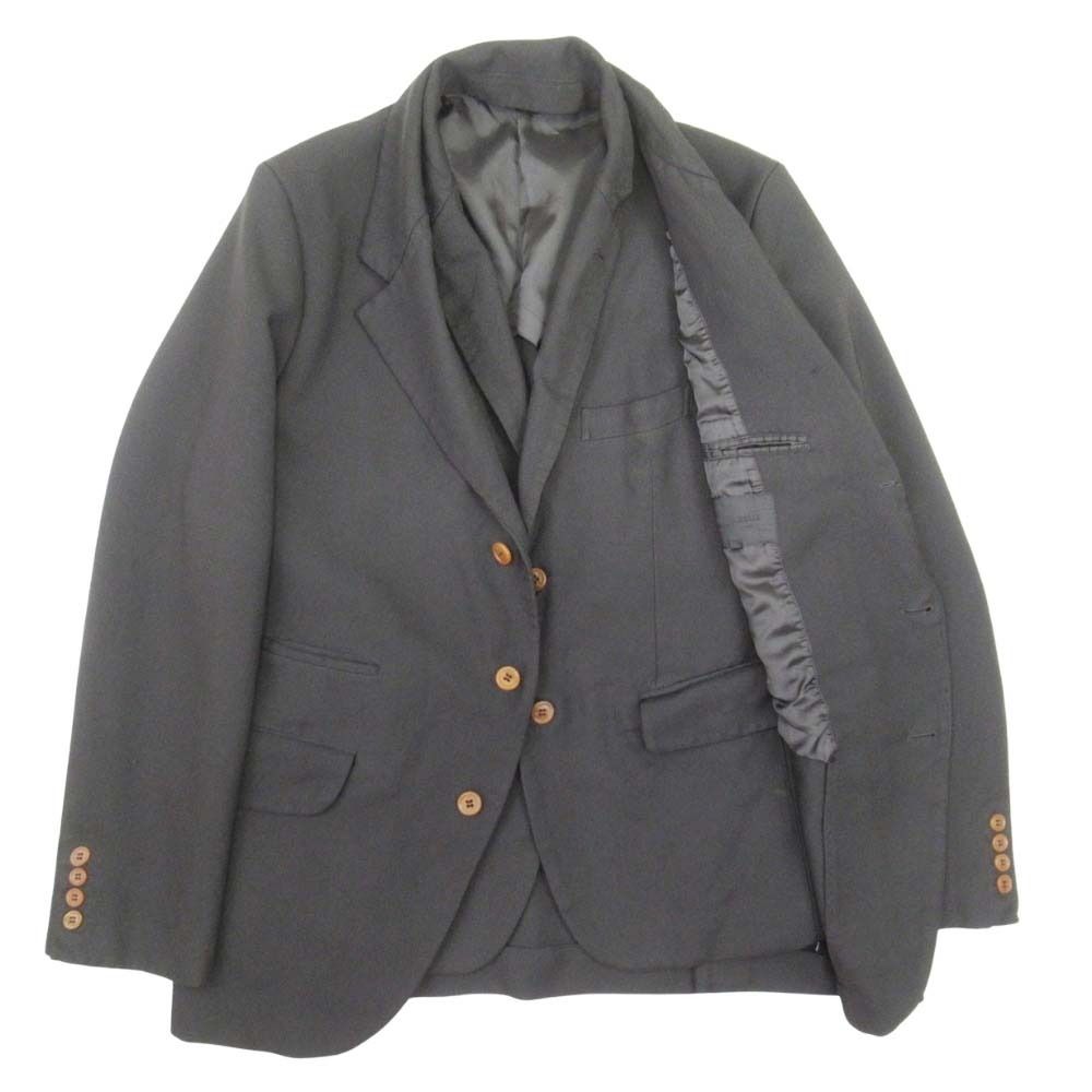 美品 COMME des GARCONS HOMME DEUX コムデギャルソン オムドゥ 21aw ポリ縮 レイヤードジャケット ブレザー M 黒 ブラック メンズ 古着 中古 USED