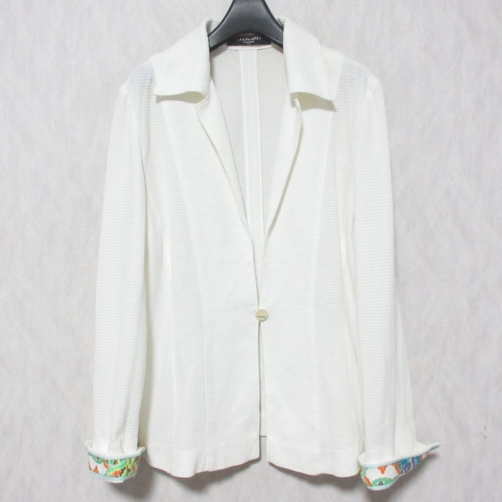 良品 LEONARD FASHION レオナールファション ジャケット サイズ13AR ホワイト レディース 古着 中古 USED
