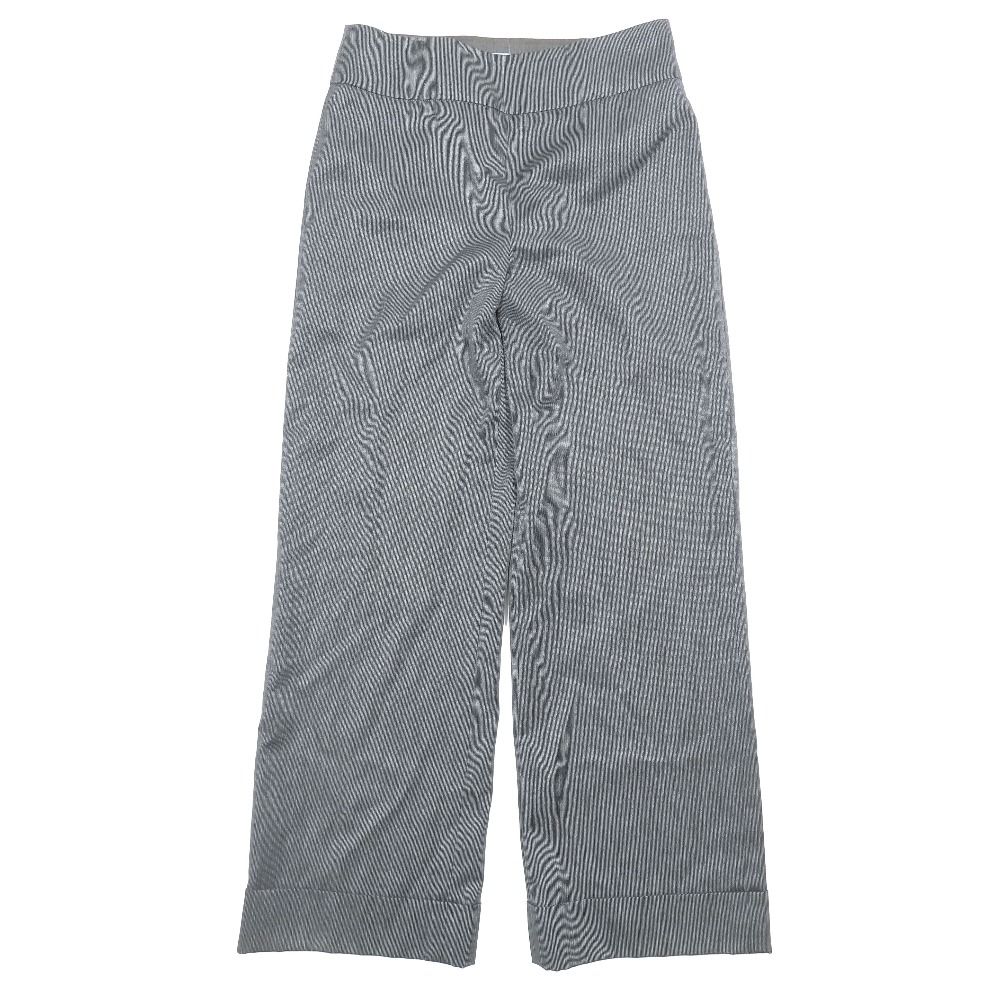 美品 ARMANI COLLEZIONI アルマーニコレッツォーニ ウール シルク ヘリンボーン ハイウエスト フラット フロント パンツ 38 グレー レディース 古着 中古 USED