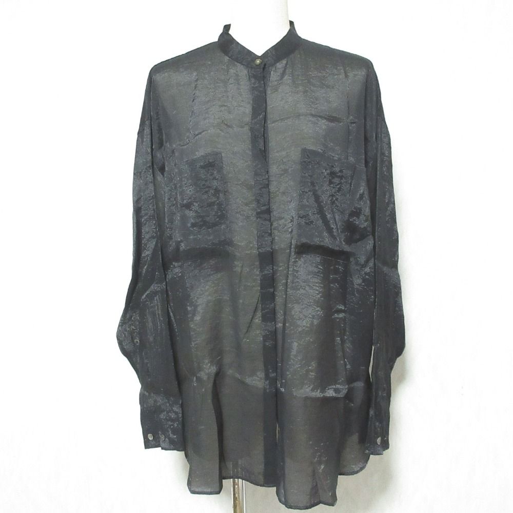 美品 24SS AK+1 ビームス シアーシャツ 64-11-1033-594 ブラック レディース 古着 中古 USED
