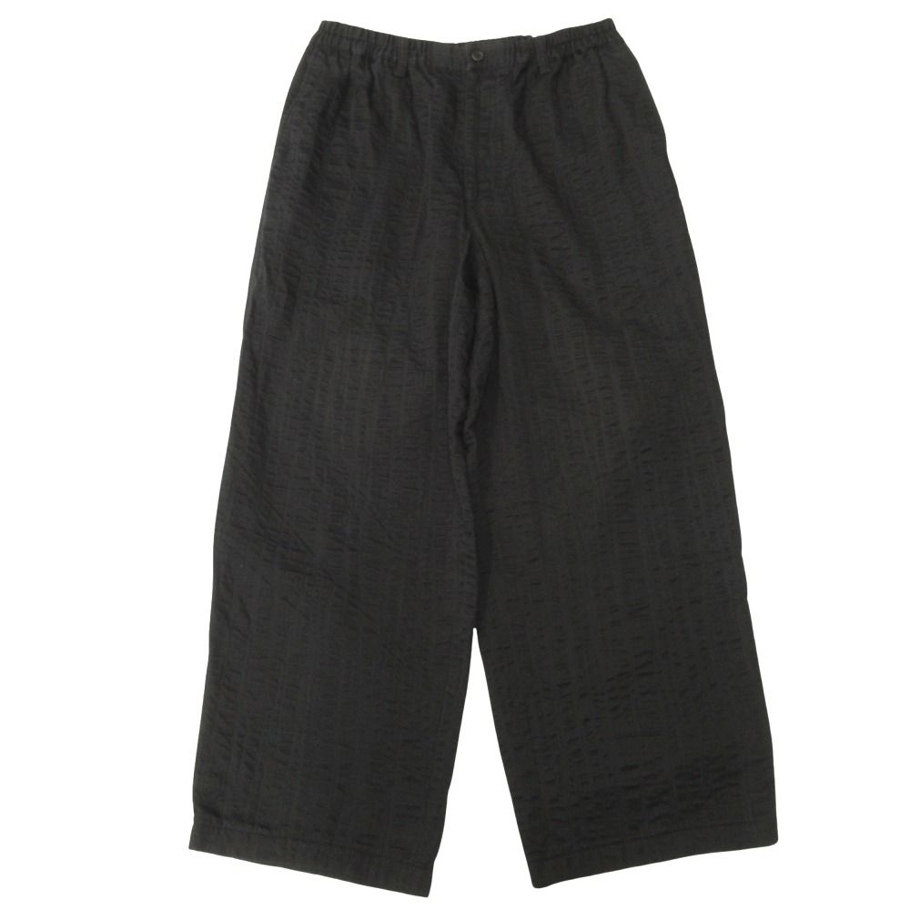 美品 ISSEY MIYAKE MEN イッセイミヤケ メン 08aw シアサッカー ワイド イージー パンツ スラックス ストライプ サイズ1-2 ブラック メンズ 古着 中古 USED
