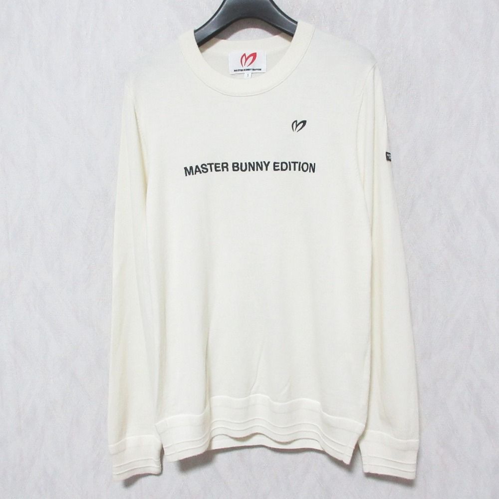 美品 23AW MASTER BUNNY EDITION マスターバニーエディション ロゴ刺繍 ウールニット セーター サイズ1 アイボリー レディース 古着 中古 USED
