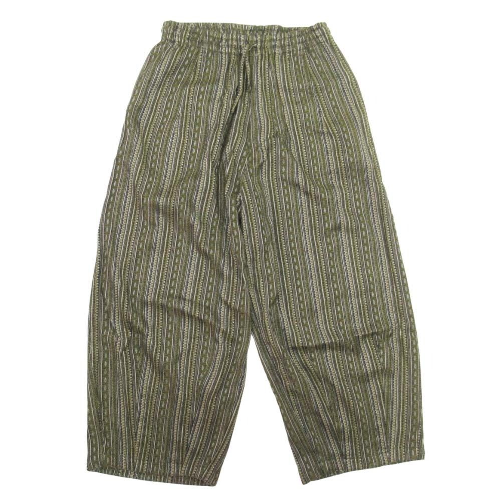 新品同様 Needles ニードルス 21aw H.D. Pant ヒザデルパンツ ジャガード ストライプ 総柄 ボトムス ワイド M 緑 グリーン メンズ 古着 中古 USED