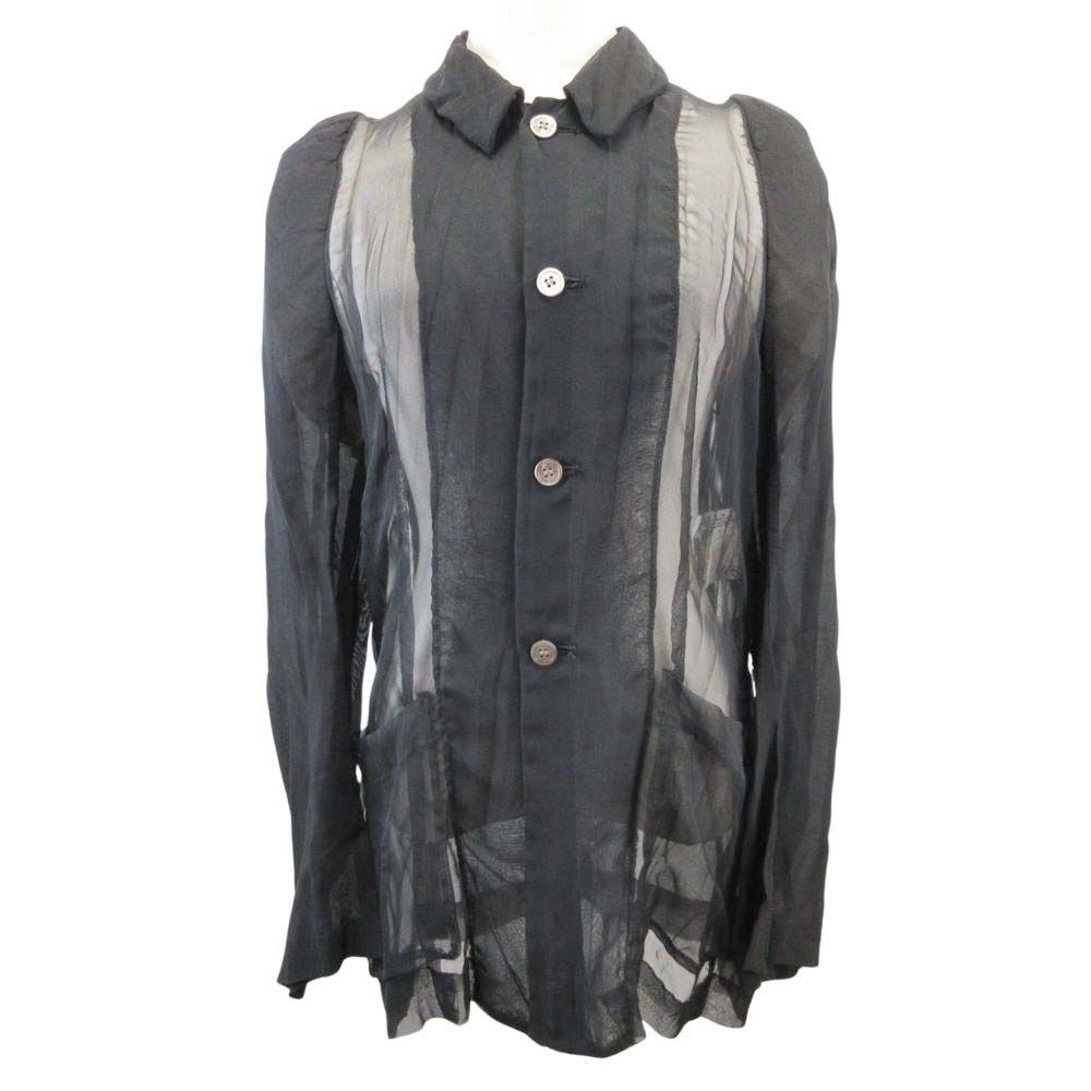 美品 COMME des GARCONS コムデギャルソン 94ss 90s シースルー シアー シャツ ブラウス カットソー ヴィンテージ M 黒 ブラック レディース 古着 中古 USED