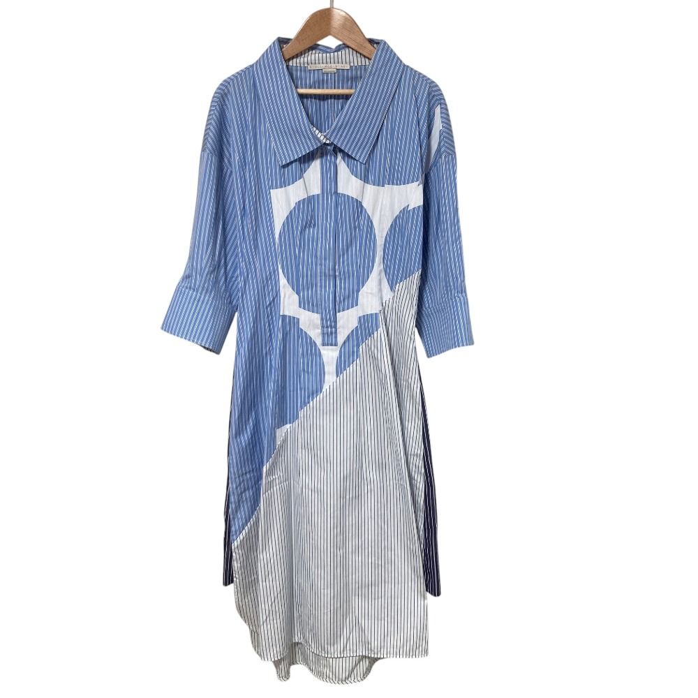 STELLA McCARTNEY ステラマッカートニー ストライプ ロング シャツ ワンピース サイズ38 ブルー レディース 古着 中古 USED