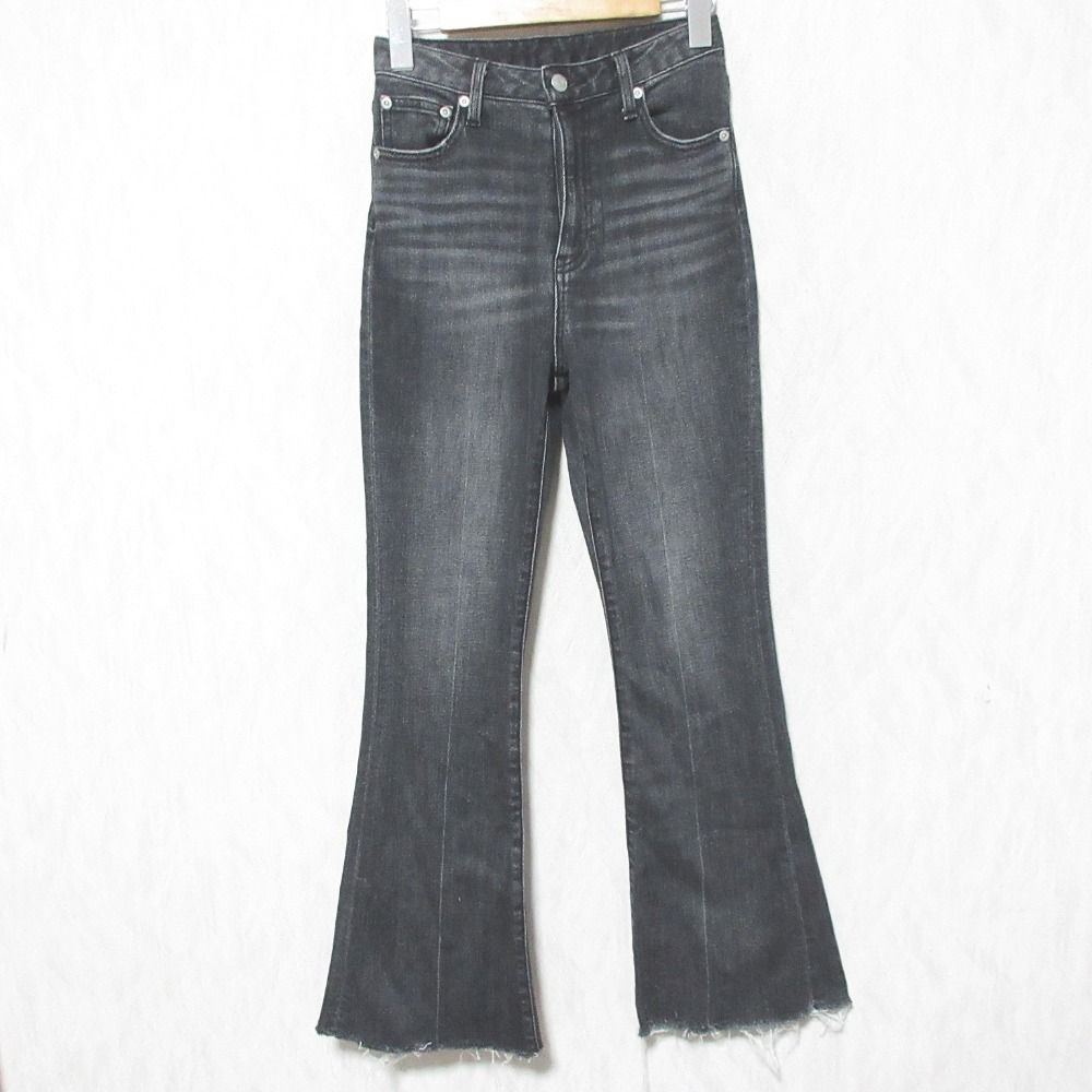 美品 anuans アニュアンス Semi flare denim セミフレア ブーツカット デニムパンツ ジーンズ 1524222086 0 グレー レディース 古着 中古 USED