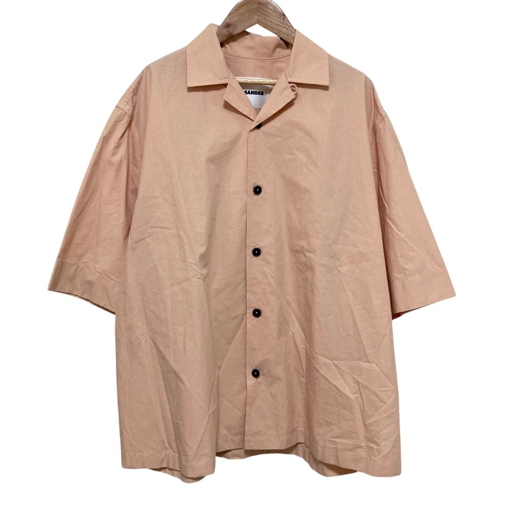 美品 JIL SANDER+ ジルサンダープラス オープンカラー ショートスリーブシャツ サイズ46 ピンクベージュ メンズ 古着 中古 USED