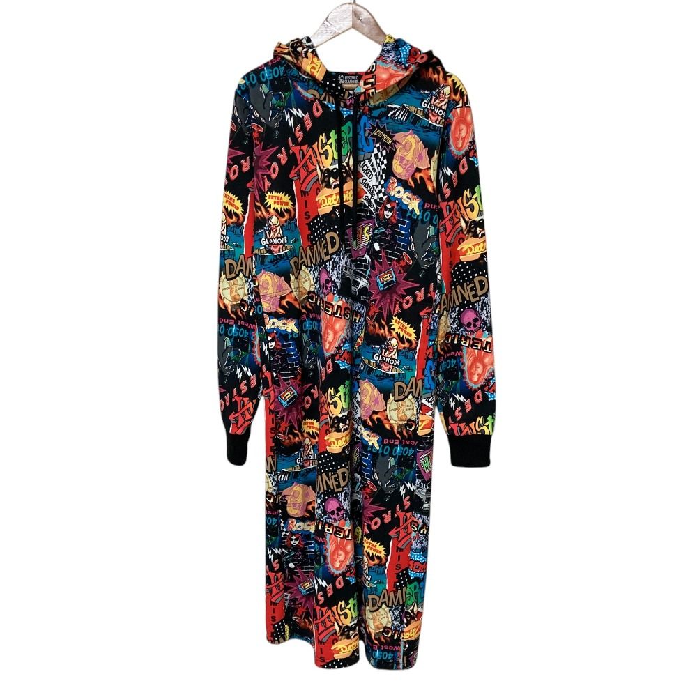 美品 HYSTERIC GLAMOUR ヒステリックグラマー 総柄プリント フーディワンピース 01183CO03 サイズF マルチカラー レディース 古着 中古 USED