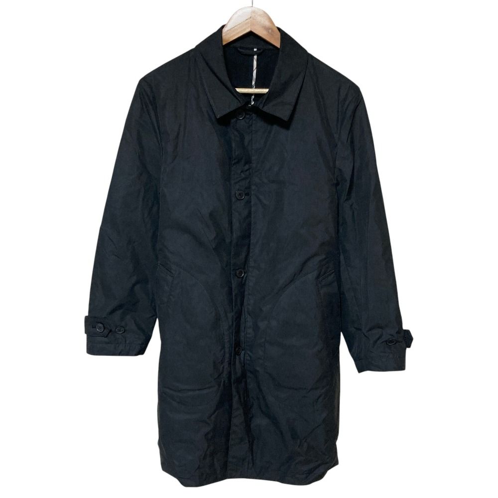 良品 BURBERRY BLACK LABEL バーバリーブラックレーベル ステンカラーコート L ブラック メンズ 古着 中古 USED