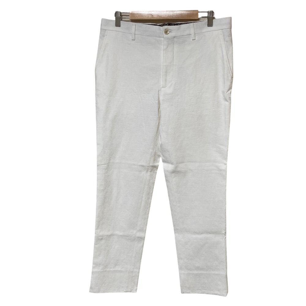 美品 24SS ETRO エトロ 総柄ジャガード ストレッチコットンパンツ 50 ホワイト メンズ 古着 中古 USED
