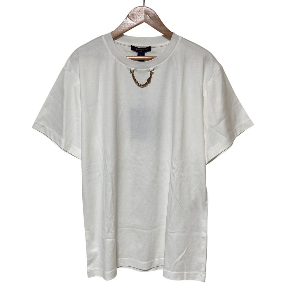未使用 24SS Louis Vuitton ルイヴィトン チェーン クルーネックTシャツ カットソー RW241WW UOL FQTS31 サイズL ホワイト レディース 古着 中古 USED