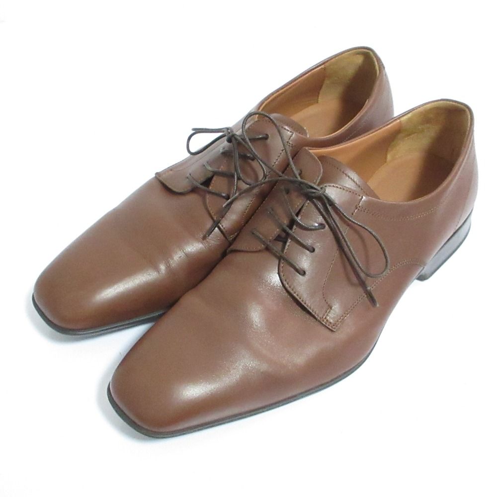 良品 Salvatore Ferragamo サルヴァトーレフェラガモ スクエアトゥ レースアップシューズ サイズ7.5EE 25cm ブラウン メンズ 古着 中古 USED