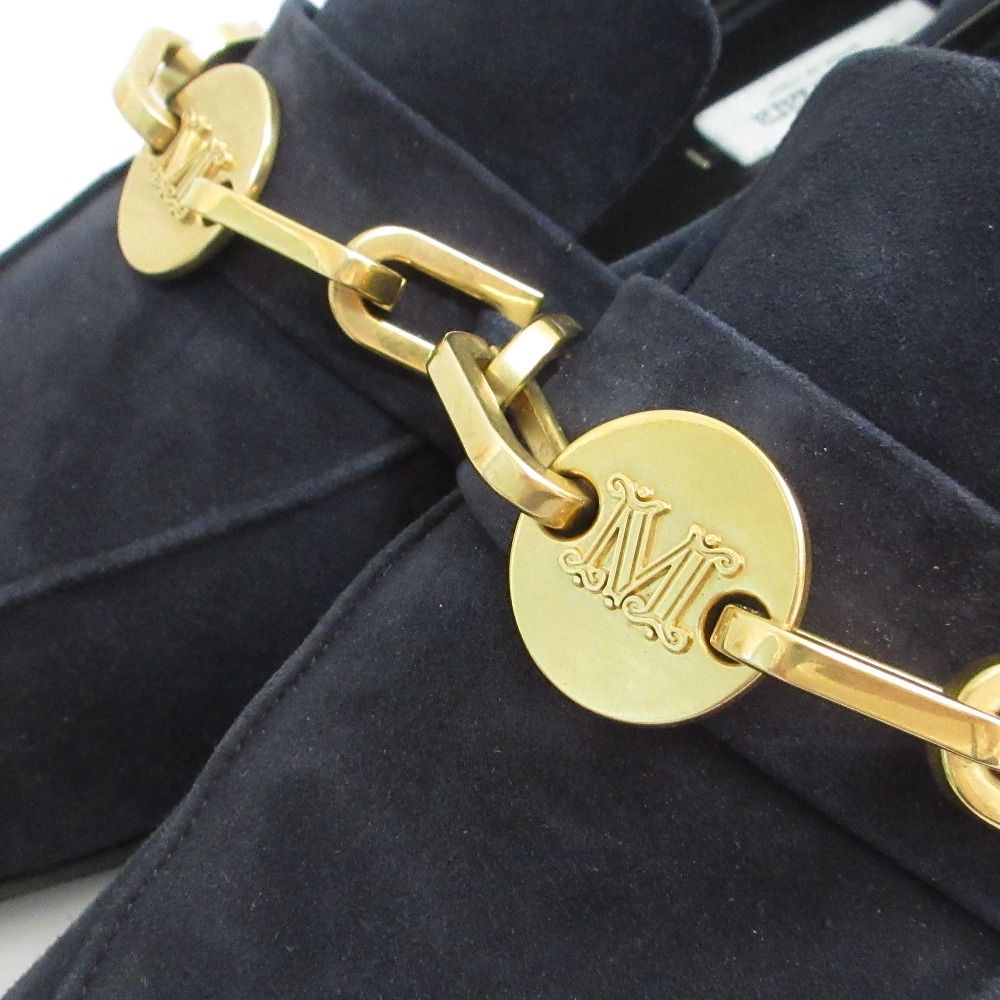美品 MaxMara マックスマーラ スエード ローファー サイズ38 24cm相当 ネイビー レディース 古着 中古 USED