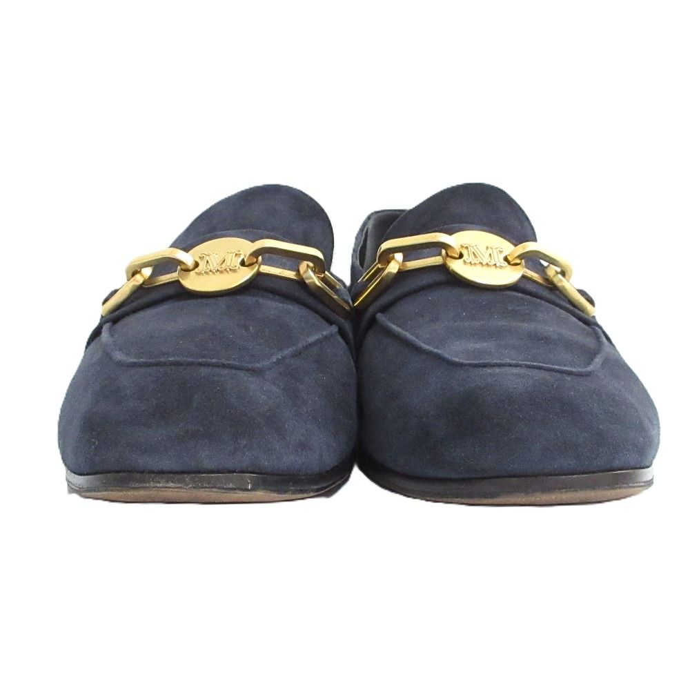 美品 MaxMara マックスマーラ スエード ローファー サイズ38 24cm相当 ネイビー レディース 古着 中古 USED