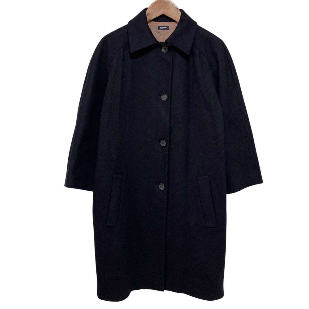 JIL SANDER NAVY ジルサンダー ネイビー ウール ステンカラーコート バルマカーンコート サイズ32 ネイビー レディース 古着 中古 USED