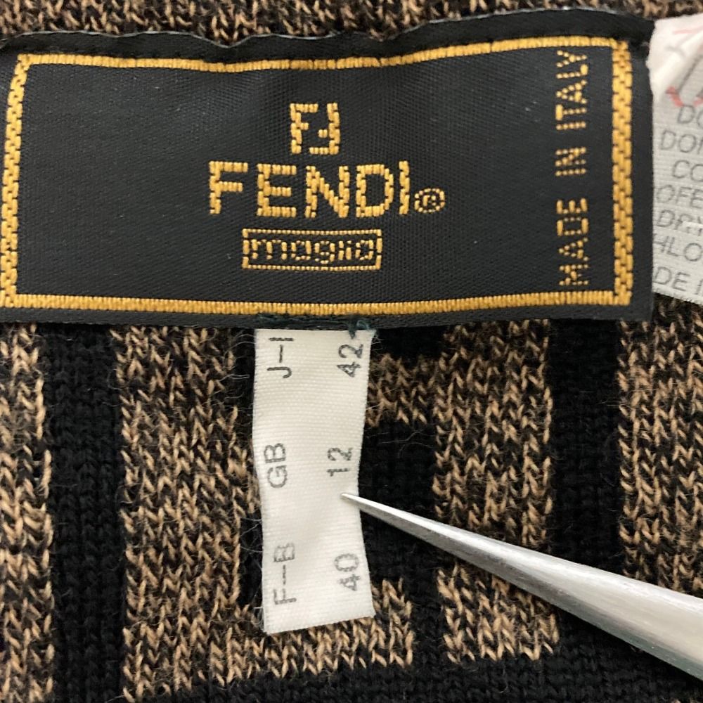 美品 FENDI フェンディ ズッカ柄 ウール ニットスカート サイズ42
