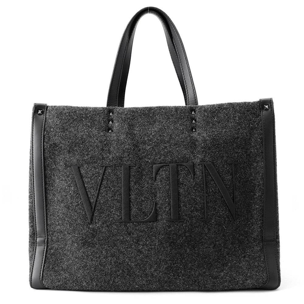 ヴァレンティノ・ガラヴァーニ トートバッグ VLTNロゴ ミディアム フェルト レザー 1Y2B0A35BZN VALENTINO 黒