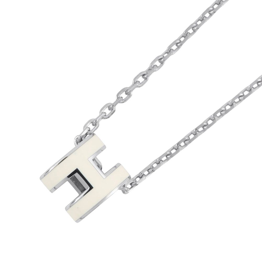 エルメス ネックレス ミニ・ポップアッシュ ホワイト/シルバー金具 HERMES アクセサリー 白