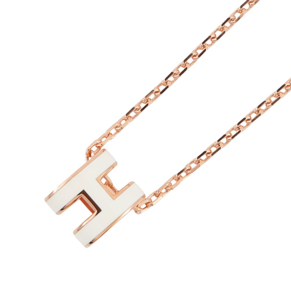 エルメス ネックレス ミニ・ポップアッシュ ホワイト/ピンクゴールド金具 HERMES アクセサリー 白