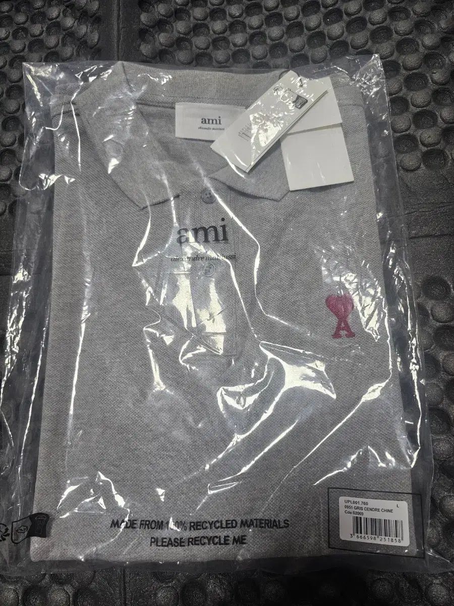 アミ グレー ハート ロゴ ポロTシャツ 新品 L