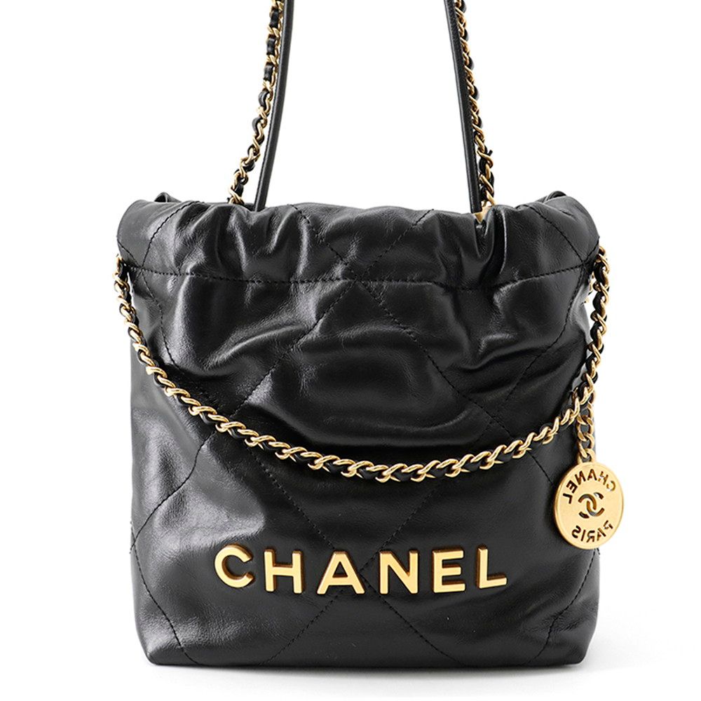 シャネル ハンドバッグ CHANEL 22 ミニ ココマーク シャイニーカーフレザー AS3980 CHANEL 2way 黒 315,765円