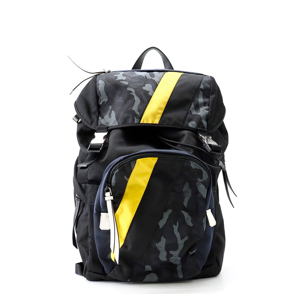 プラダ リュック リュック バックパック カモフラージュ 迷彩 ナイロン PRADA バッグ メンズ 黒