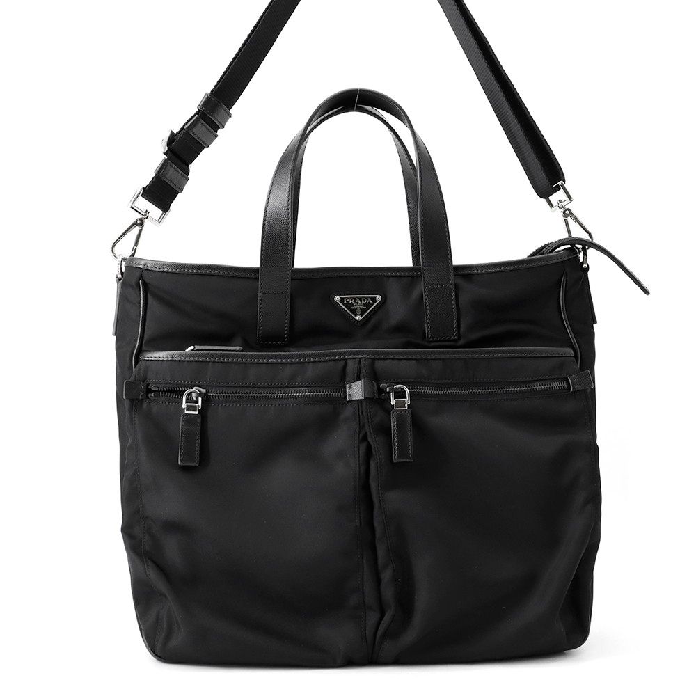 プラダ トートバッグ ビジネスバッグ ナイロン/レザー 2VG860 PRADA 2wayショルダーバッグ 黒
